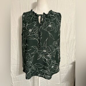 Elegant Forest Green Floral Blouse